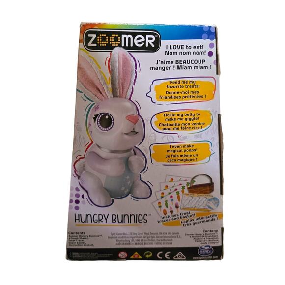 Spin Master Zoomer Hungry Bunnies Chewy White Interactive Rabbit Bunny Toy NIB - Picture 2 of 5
